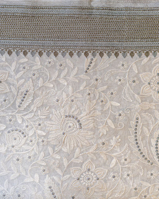 Pure Chikankari Chiffon Fabric White Dupatta - DCE31