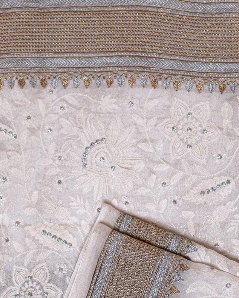 Pure Chikankari Chiffon Fabric White Dupatta - DCE31