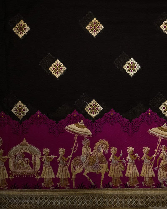 Handloom Pure katan Dupatta - DKG304