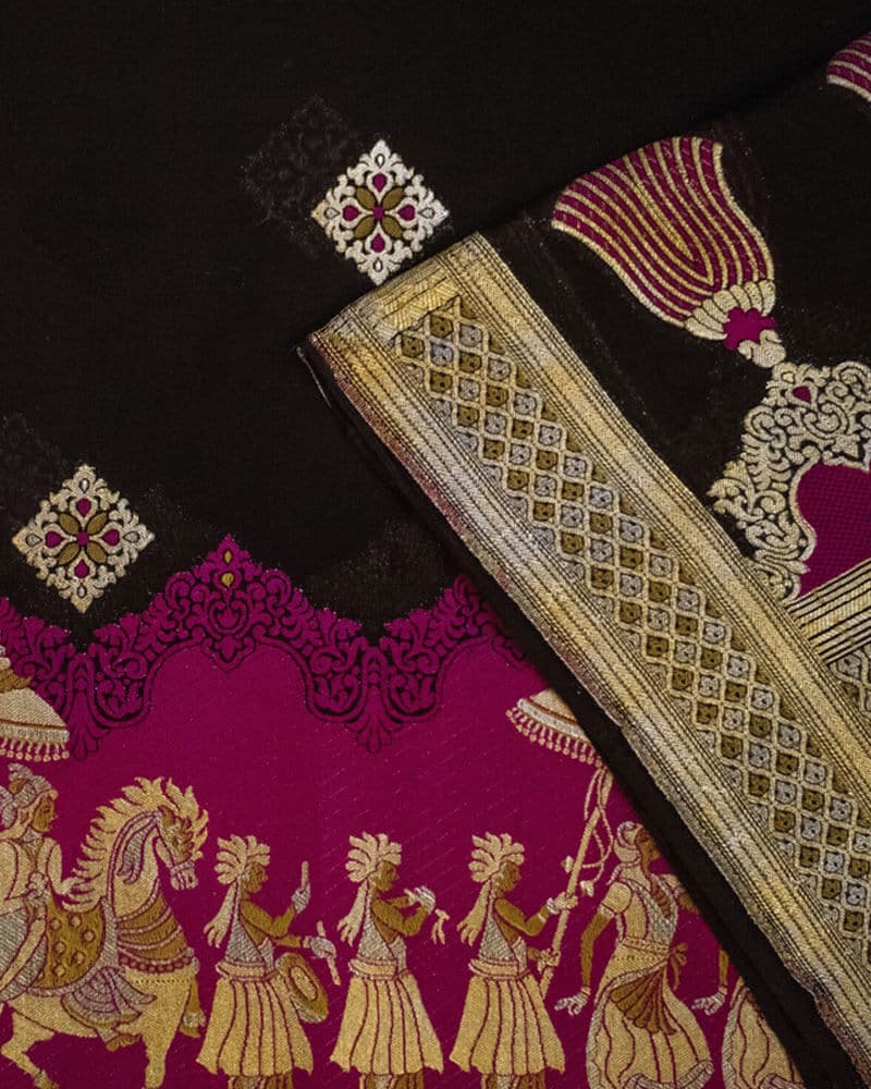 Handloom Pure katan Dupatta - DKG304