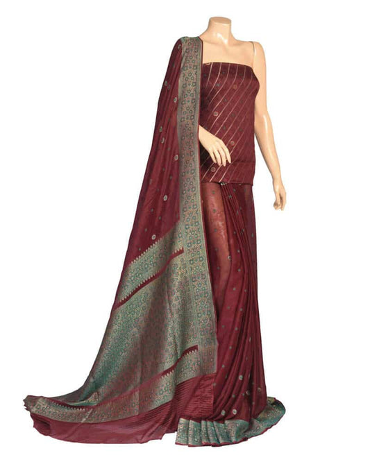 Red Chiffon Fabric Saree
