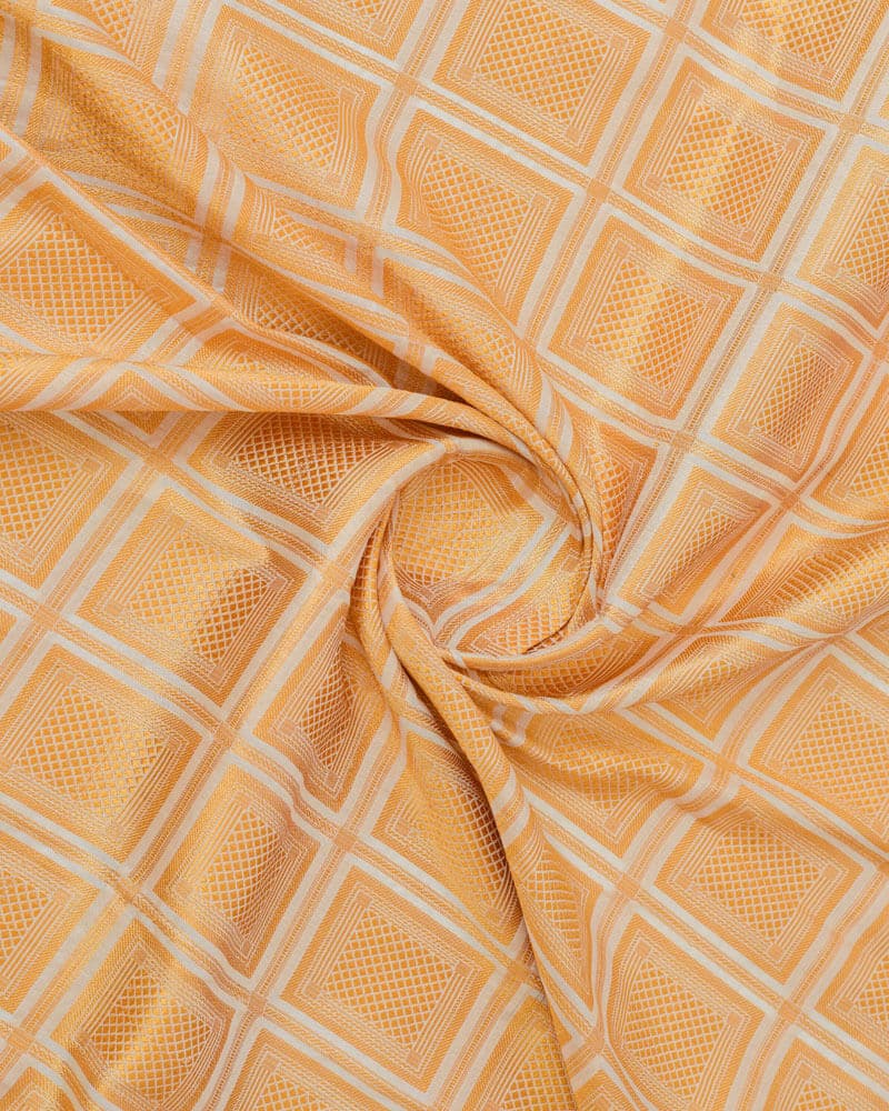 Handloom Pure Katan Silk Geometric Square - KK2340