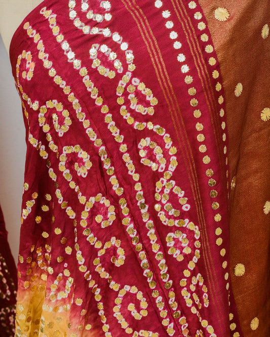 Bemberg Cotton Bandhani Dupatta - DBG293BM-1