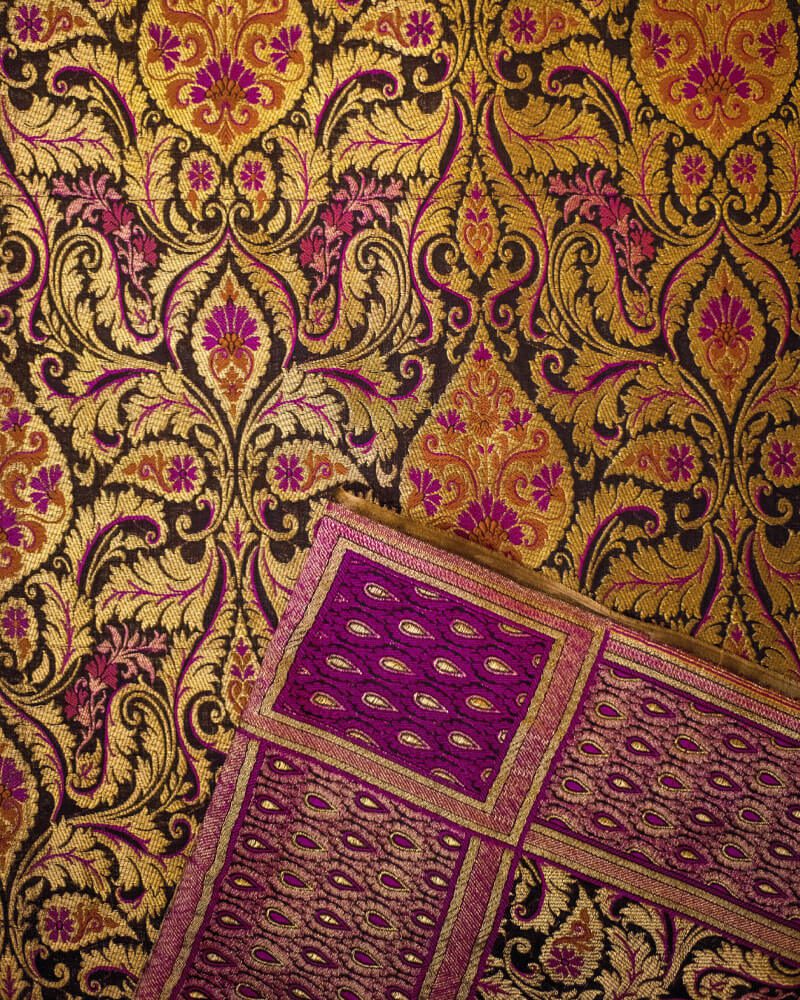 Banarsi Silk Dupatta with Meenakari Floral Jangla - DBB240