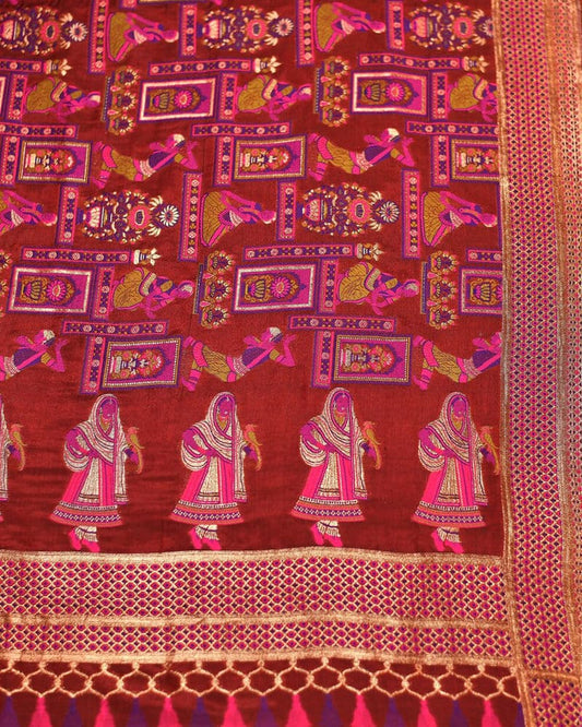 katan Dupatta weaved with Multi Meenkari- DKG288