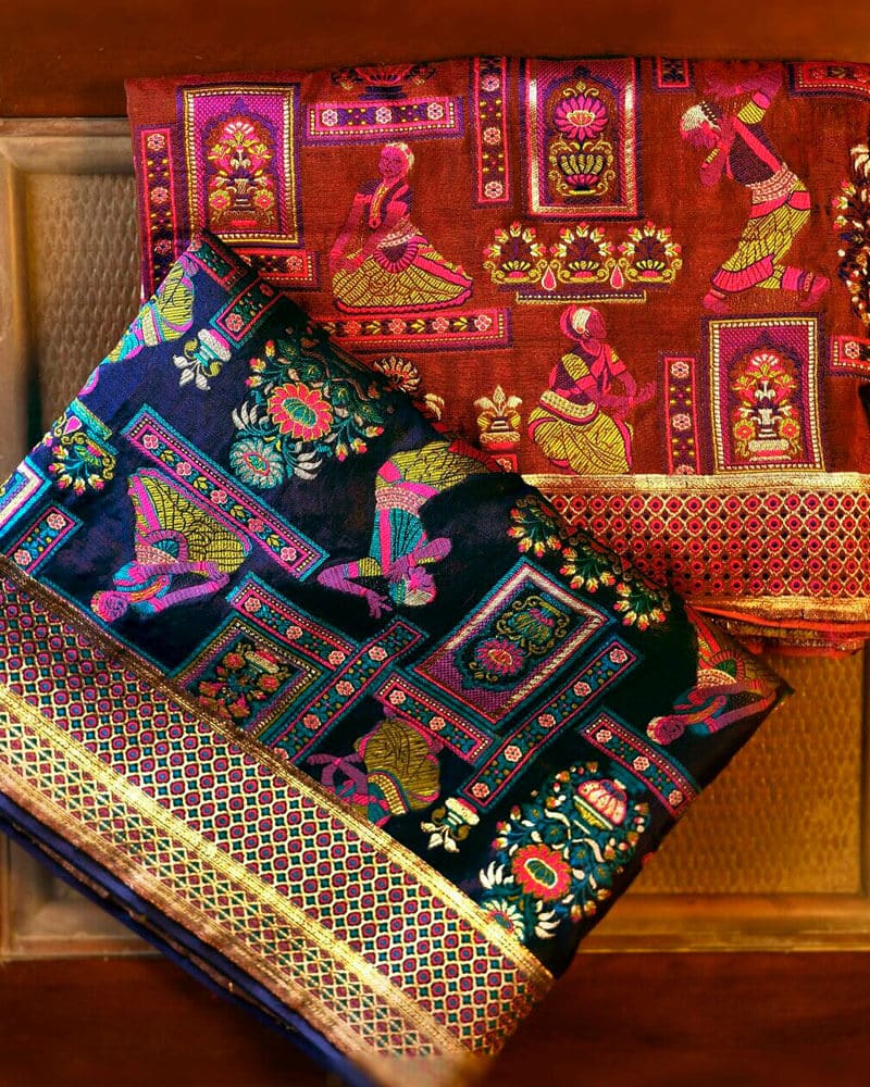 katan Dupatta weaved with Multi Meenkari- DKG288