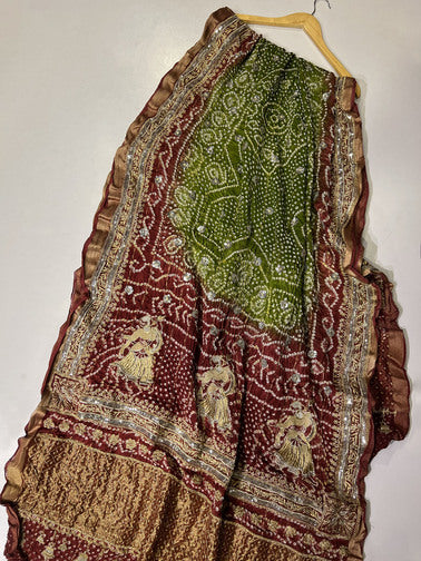 Mughal Motif Bandhej - DRKU91BE