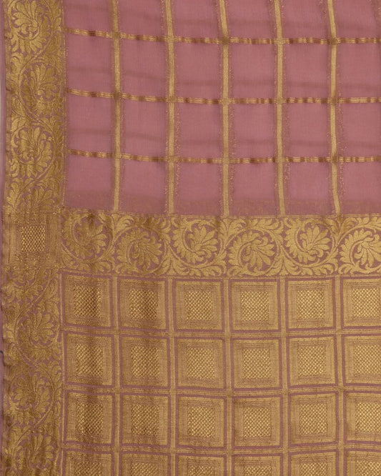 Pink Saree with Golden Blouse