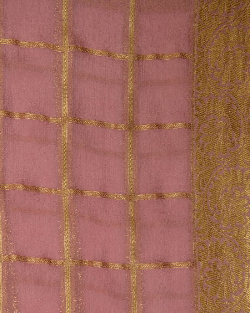 Pink Saree with Golden Blouse
