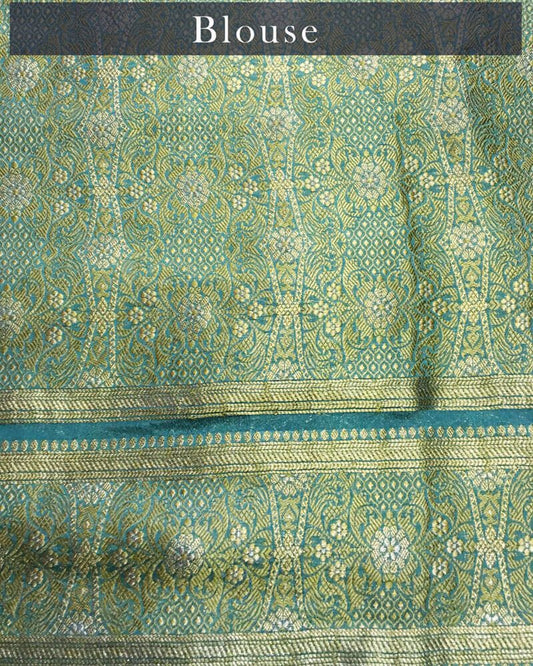 Light Green Silk Saree with Golden Border