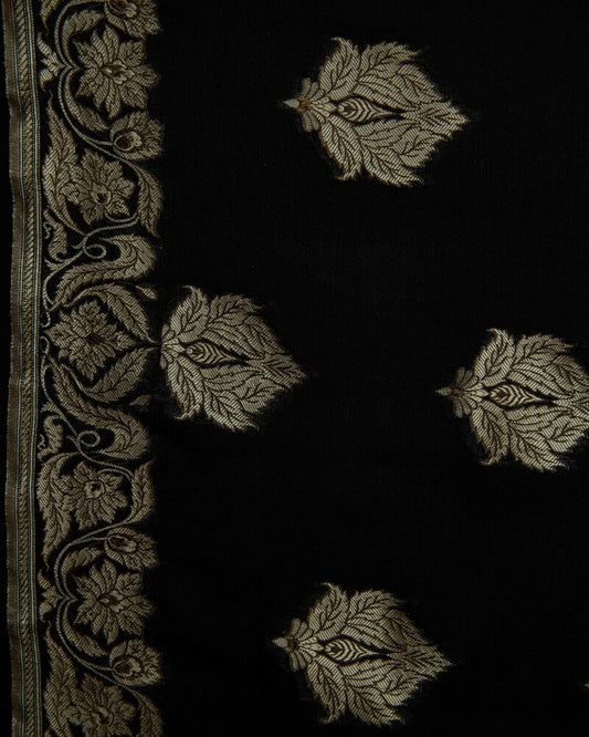 Black Floral Chiffon Saree