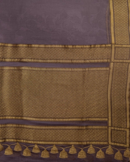 Purple Saree with Golden Border