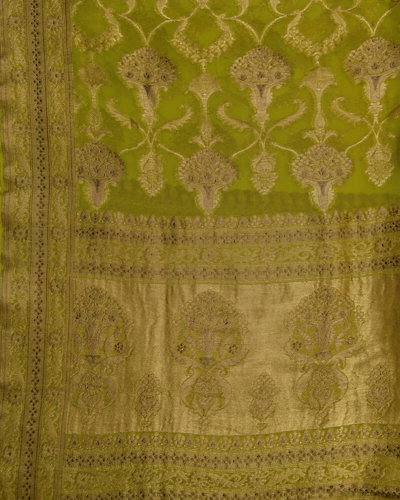 Green Chiffon Saree- KC1352