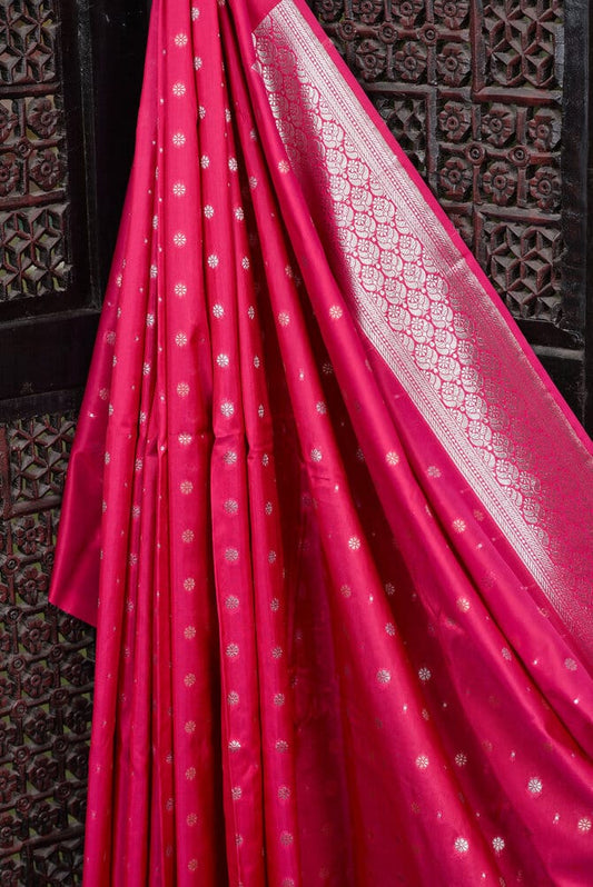 Pink leaf motif Saree - kg1348