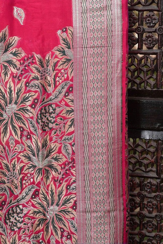 Pink Floral Jaal Saree - kg1364f