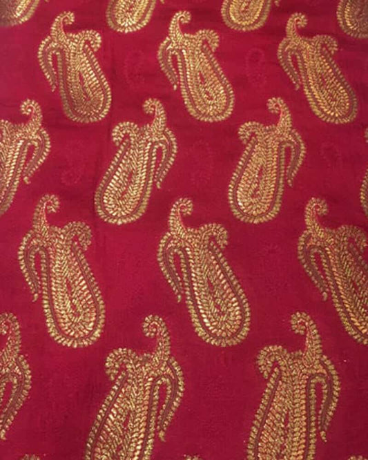 Pure Katan Fabric Crimson Color - SKK2199