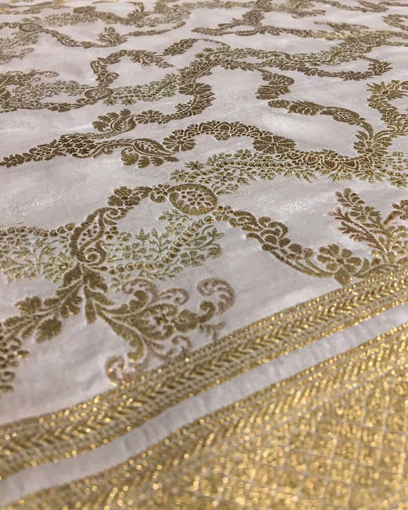 Pure katan Fabric with Mughal Jaal
