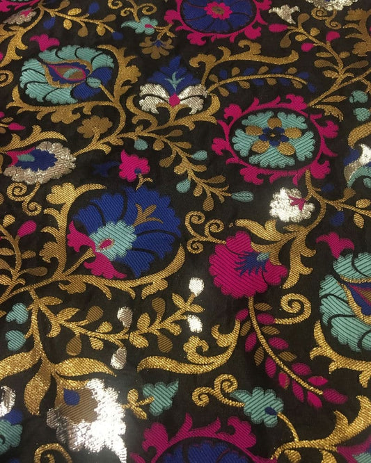 katan Fabric with Colorful Floral Design - KK908