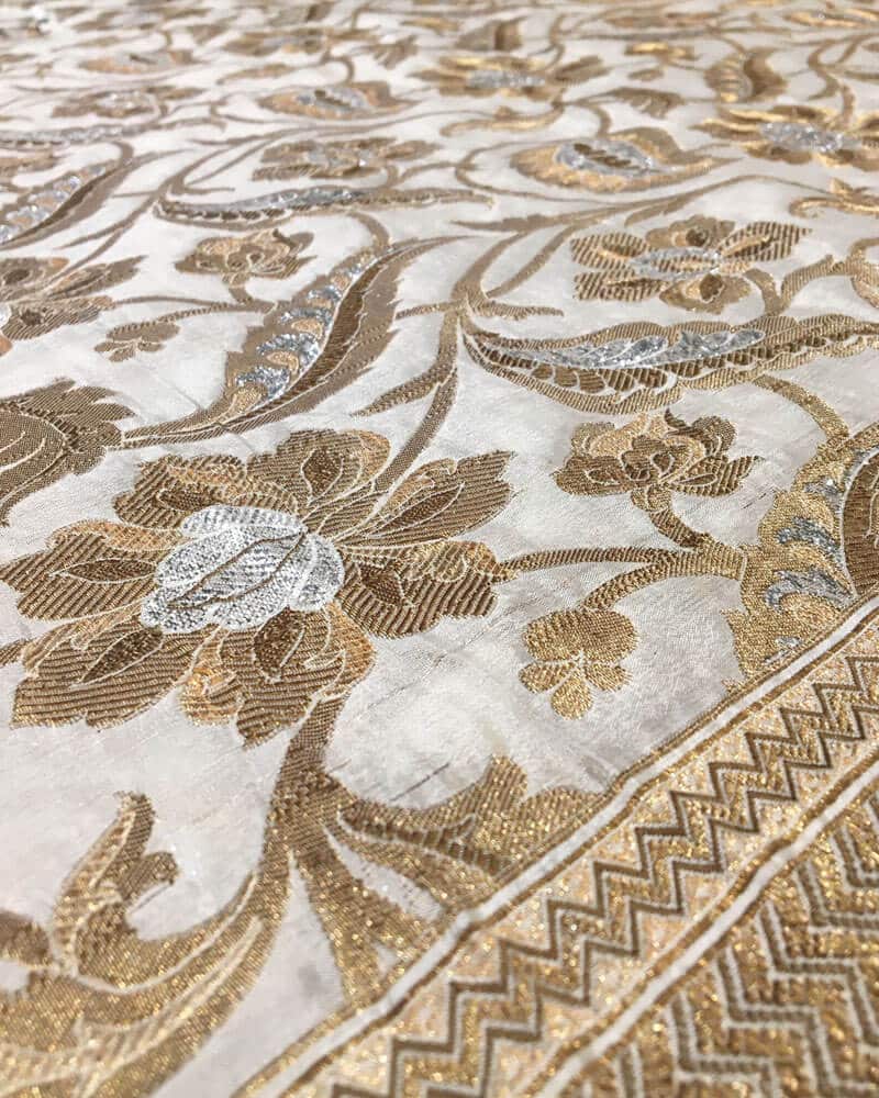 Pure Chiffon Jamawar Fabric with Mughal Motifs - RC2120