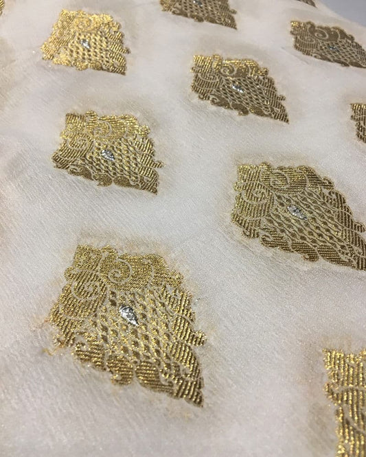 Pure Masori Chiffon Fabric with Boteh Motifs - RC368