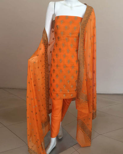 Pure Chiffon Fabric Unstitched 3 Piece Suit - 0320b