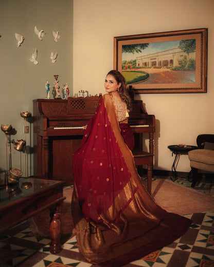 Red Chiffon Saree