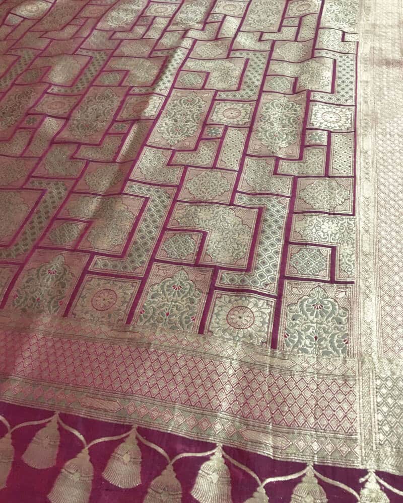 Pure Silk Dupatta with Floral Meenakari Motifs - DKG282