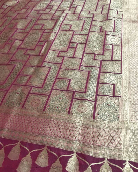 Pure Silk Dupatta with Floral Meenakari Motifs - DKG282