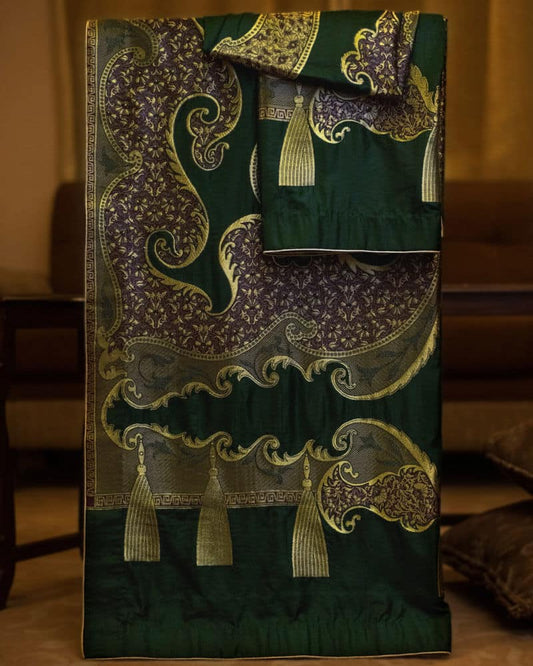 Pure Silk Dupatta with Seamless Wave Floral Pattern - DKG310