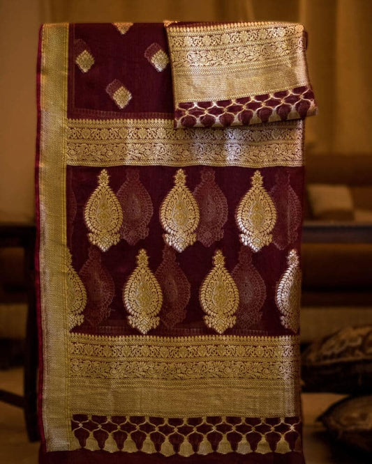 Pure Silk Bridal Red Dupatta - DRR230