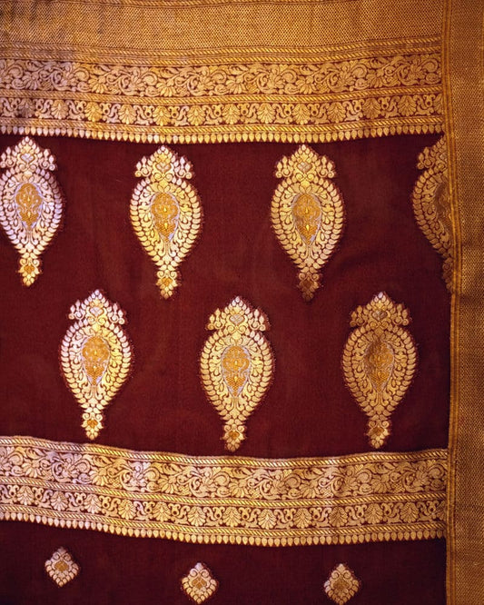 Pure Silk Bridal Red Dupatta - DRR230