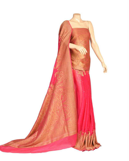 Pure Red Chiffon Fabric Saree