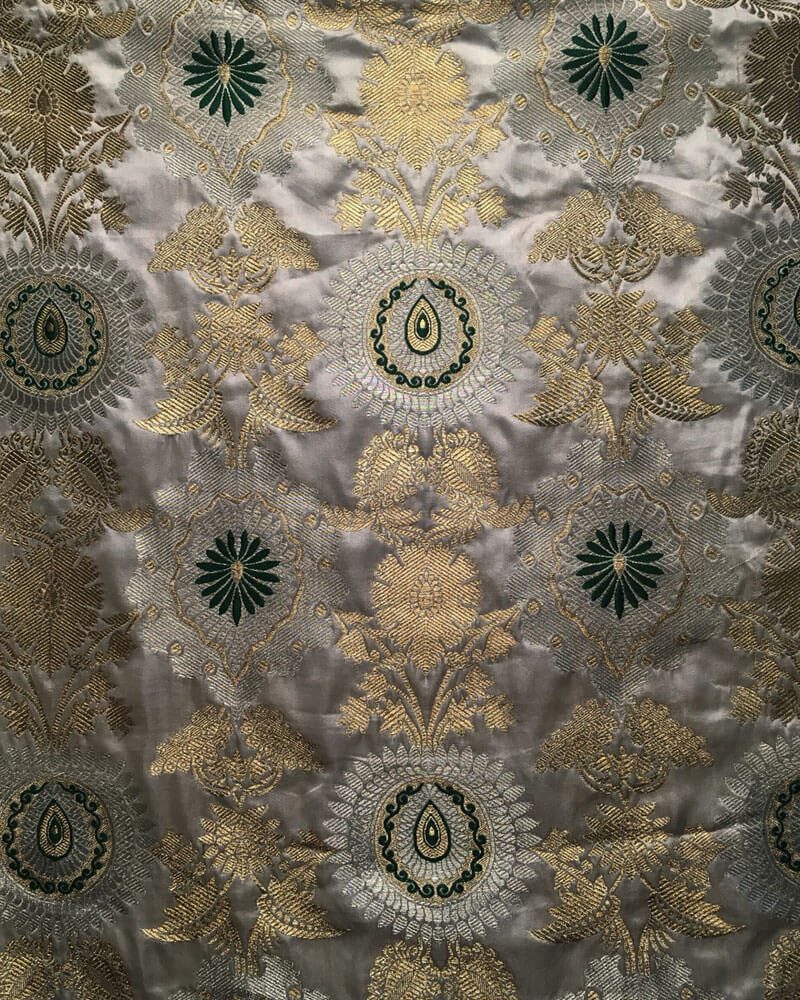 katan Atlas Fabric with Mughal Motifs - SKK2108