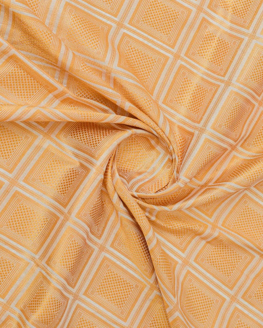 Handloom Pure Katan Silk Geometric Square - KK2340