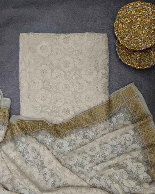 Chikankari Chiffon 2 Piece Banarsi Suit