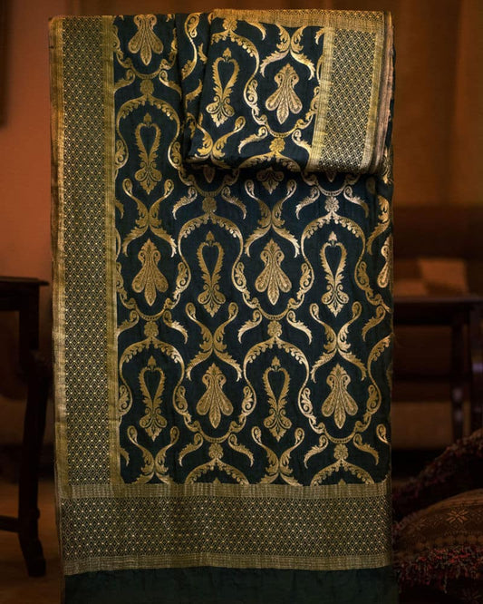 Banarsi Silk Dupatta with Floral Damask Jaal - DBB220