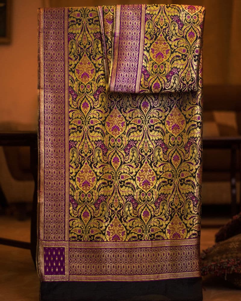 Banarsi Silk Dupatta with Meenakari Floral Jangla - DBB240