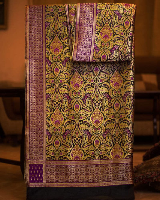 Banarsi Silk Dupatta with Meenakari Floral Jangla - DBB240
