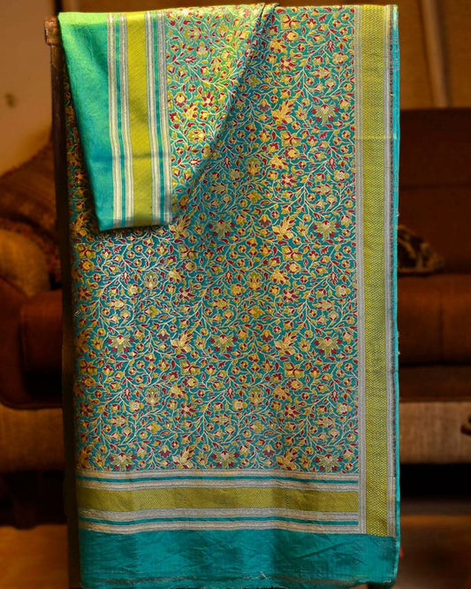 katan Silk Dupatta with Multi Meenakari Jangla - DKG278