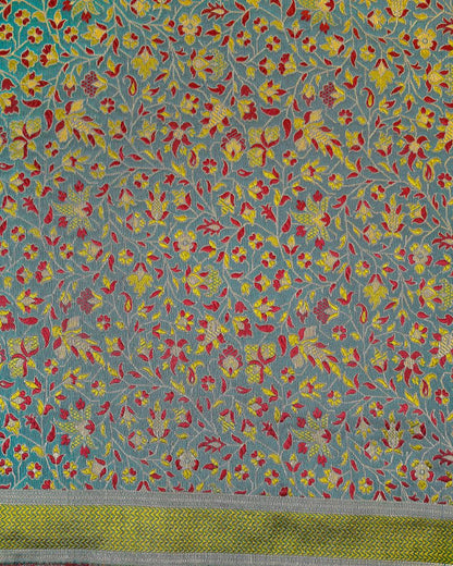 katan Silk Dupatta with Multi Meenakari Jangla - DKG278