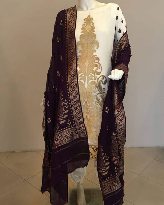 Eggplant Shade Pure Chiffon Dupatta - DRC168