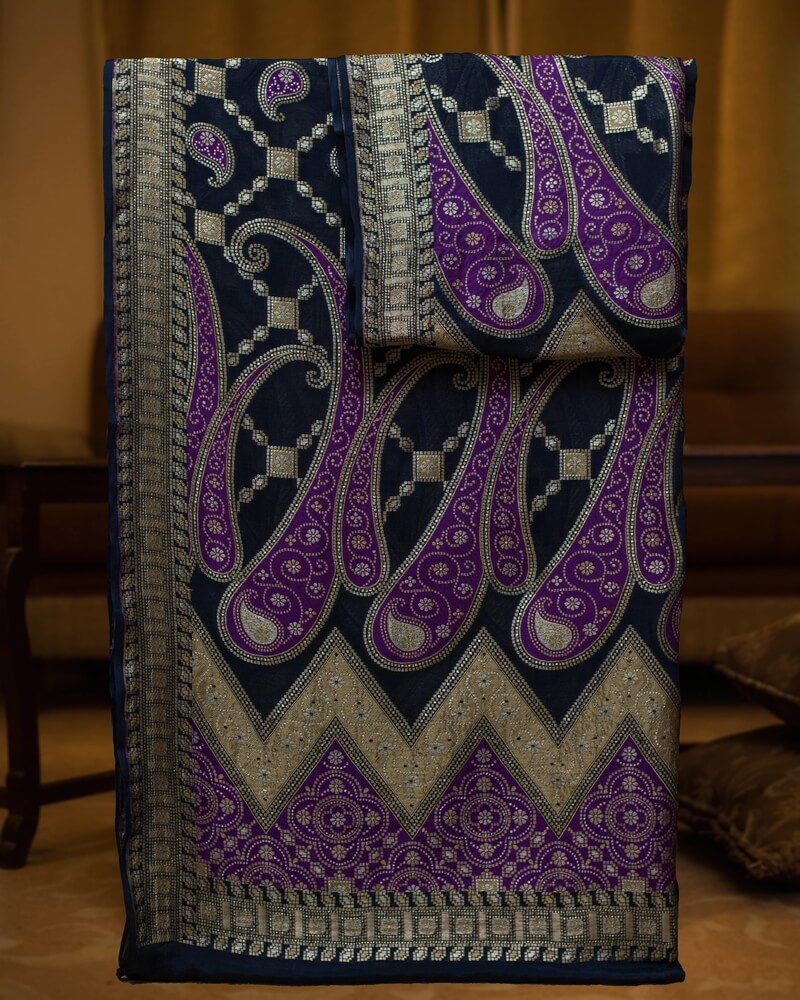 Pure Chiffon Dupatta with Paisley Motif Jaal - DRC316