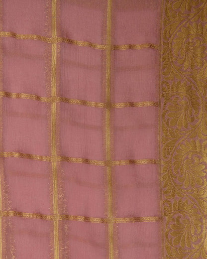 Pink Saree with Golden Blouse