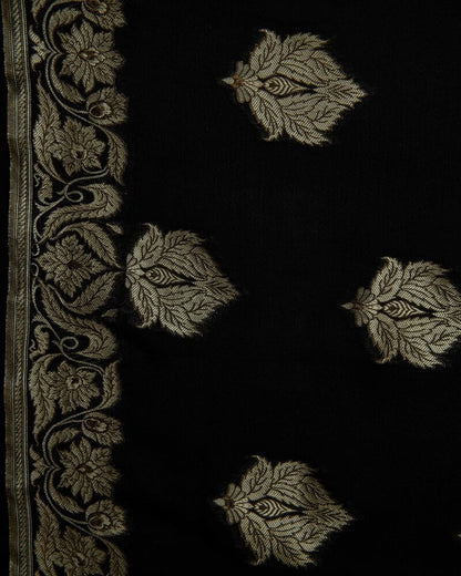 Black Floral Chiffon Saree