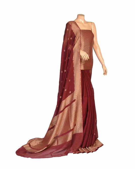 Red Chiffon Saree