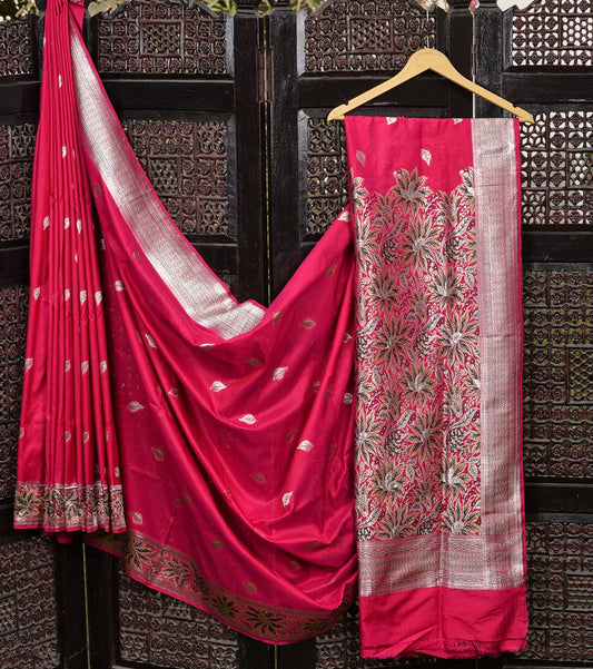 Pink Floral Jaal Saree - kg1364f