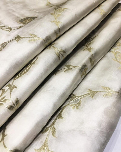 Pure katan Fabric with Floral Jaal Motifs - KK2156