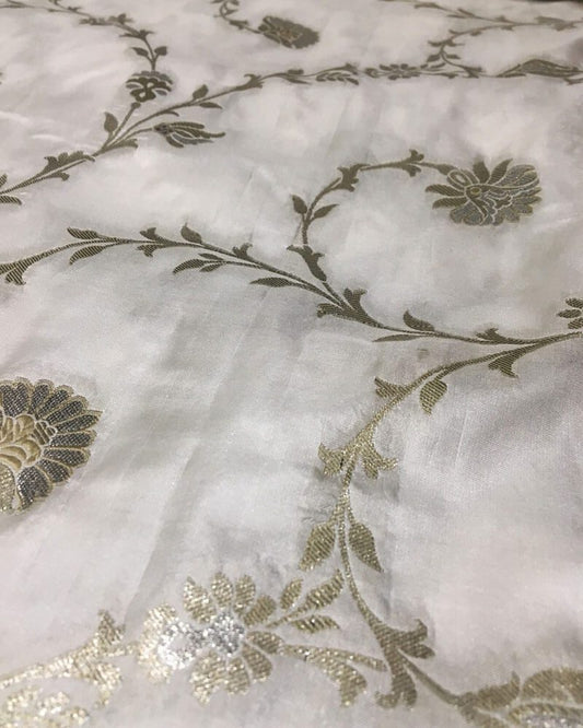 Pure katan Fabric with Floral Jaal Motifs - KK2156