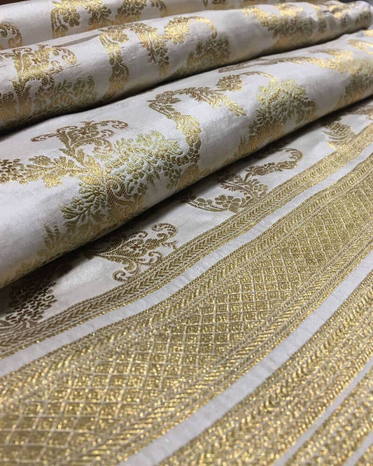 Pure katan Fabric with Mughal Jaal