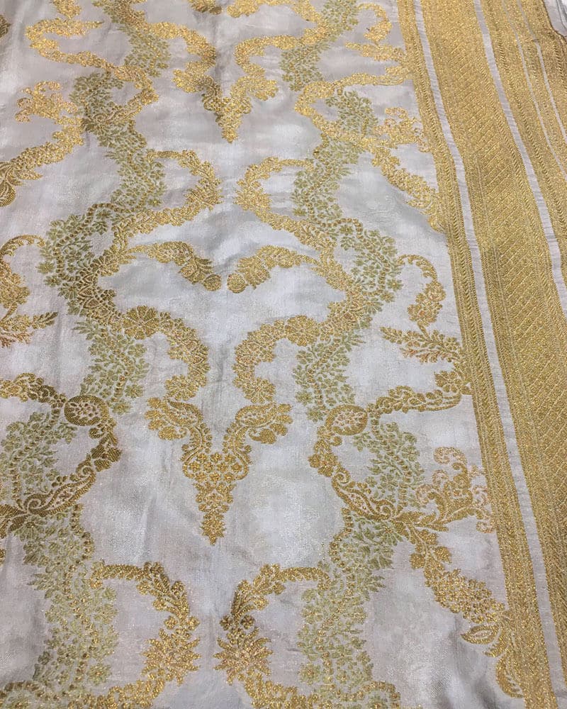 Pure katan Fabric with Mughal Jaal